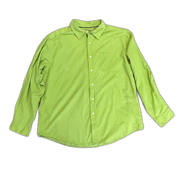 Paradise Collection Lime Green Fine Wale Corduroy LS Classic Button Up Shirt XXL - Picture 1 of 15